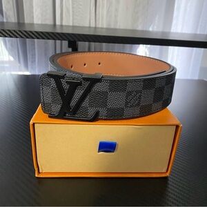 Louis Vuitton Damier Graphite Black Reversible Leather Belt